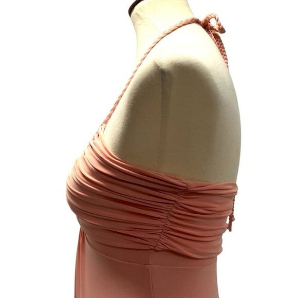 Misa Los Angeles Anya Peach Deep V Neck Ruched Halter Maxi Dress Women’s XS - Picture 8 of 16